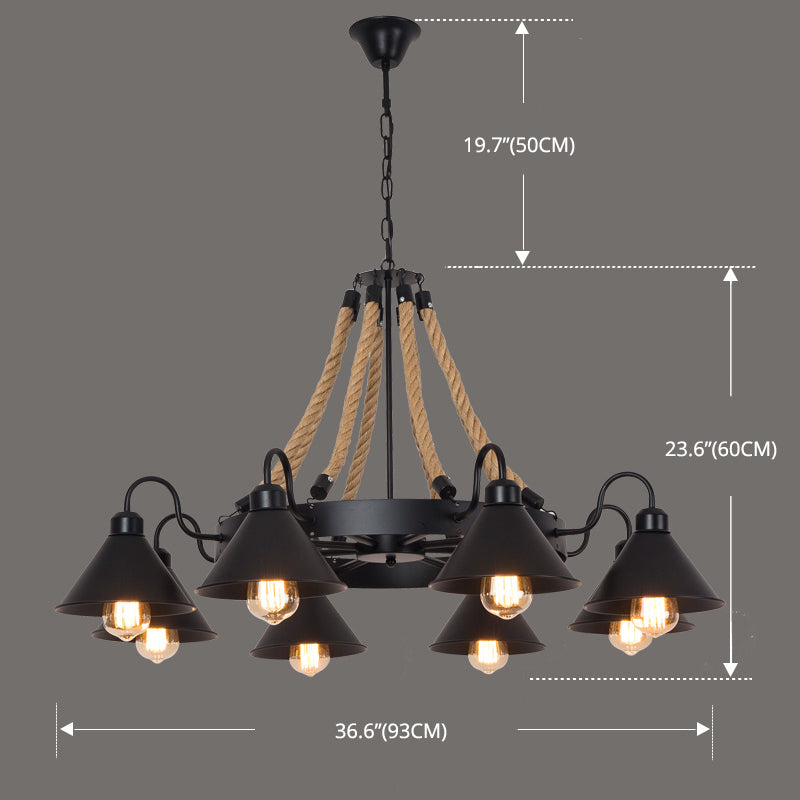 Industrial Wagon Wheel Ceiling Chandelier Pendant Metal 8 Lights Hanging Chandelier