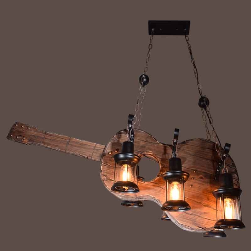 Retro Industrial Style Cylinder Chandelier Wood Pendant Ceiling Lights for Restaurant