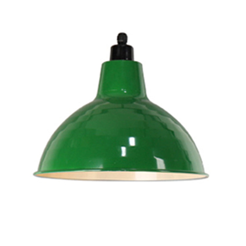 Industrial Retro Round Pendant Lamp 1-Head Metal Suspension Light in Blackish Green