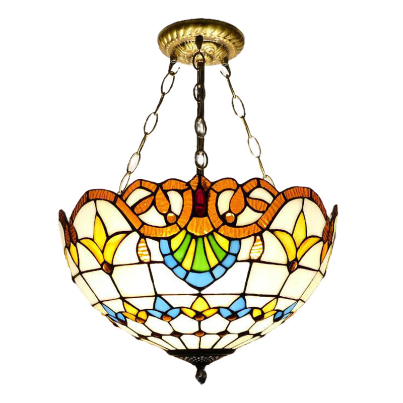 Dome Shape Semi Mount Lighting Stained Glass Baroque Flush Mount Ceiling Light Fixtures