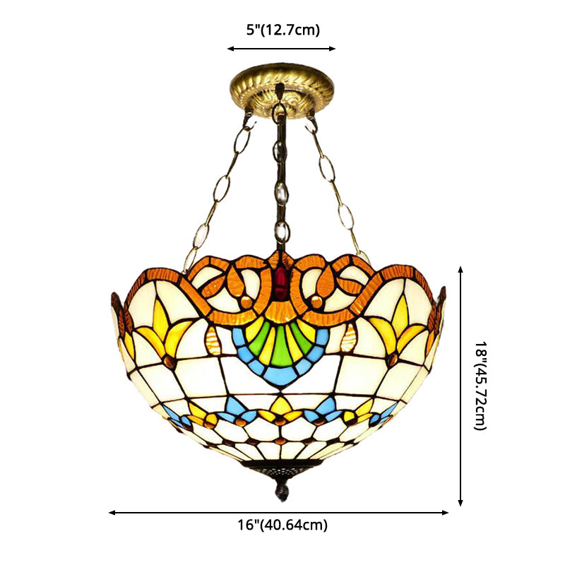 Forme de dôme Semi-Mont Éclairage en vitrail baroque Flush Mount Plafond Lights