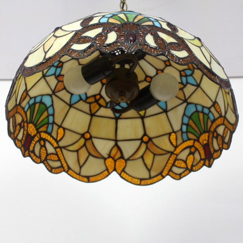 Dome Shape Semi Mount Lighting Stained Glass Baroque Flush Mount Ceiling Light Fixtures