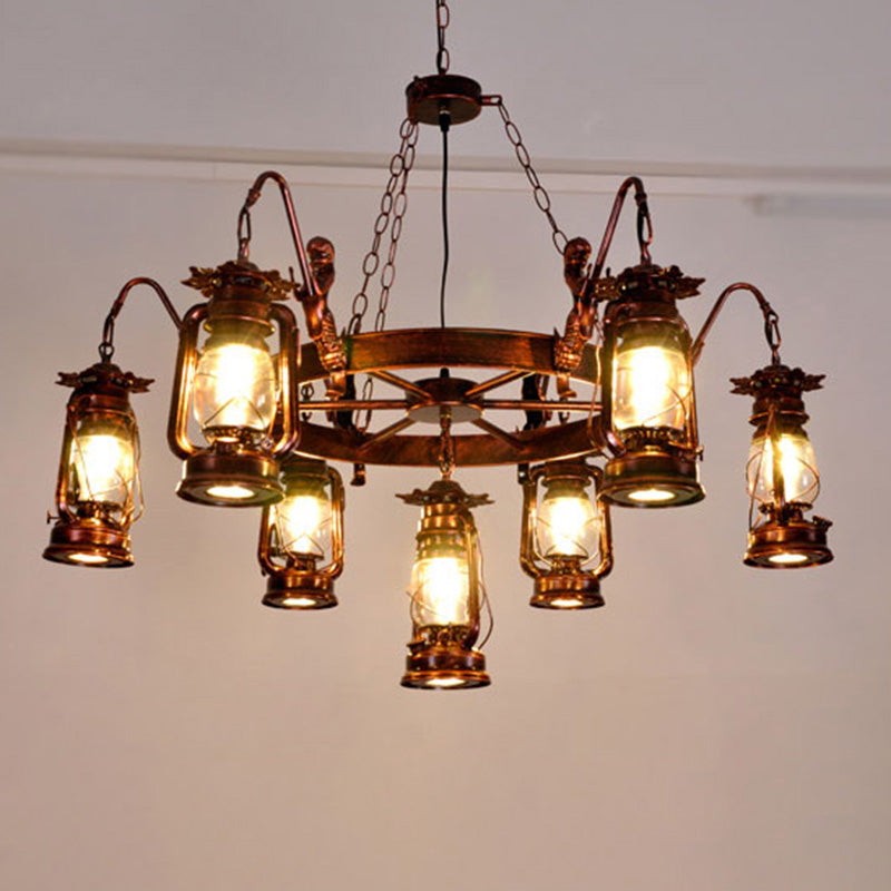 Kerosene Lamp Chandelier Light Fixture Metallic Retro Industrial Style Pendant Lighting Fixtures for Restaurant