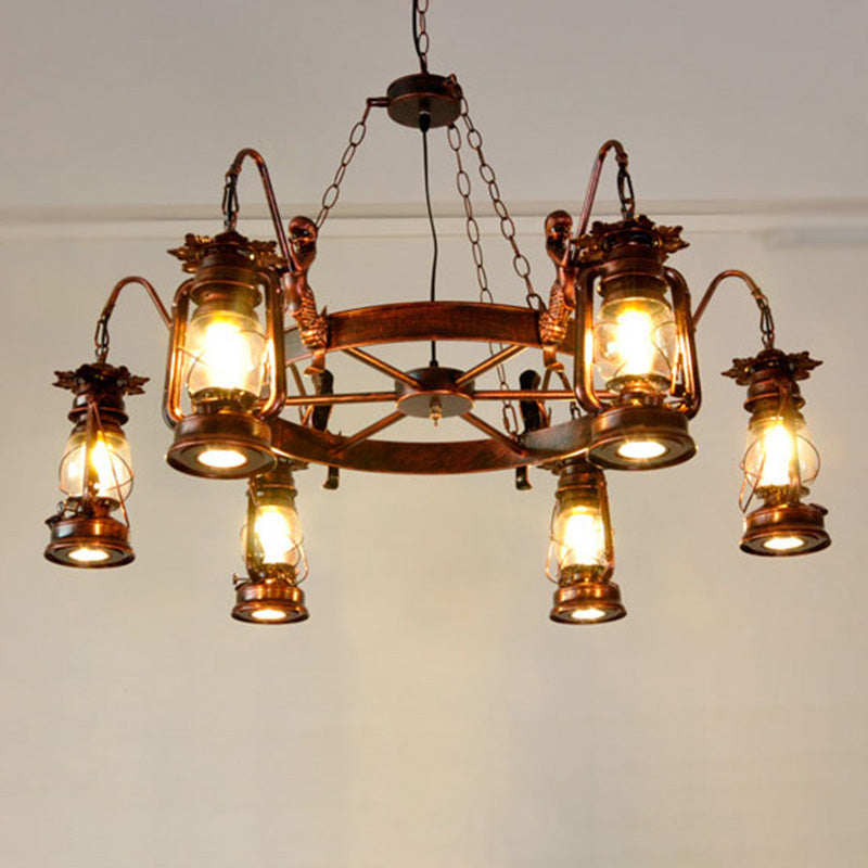 Kerosene Lamp Chandelier Light Fixture Metallic Retro Industrial Style Pendant Lighting Fixtures for Restaurant