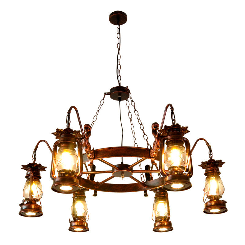 Kerosene Lamp Chandelier Light Fixture Metallic Retro Industrial Style Pendant Lighting Fixtures for Restaurant