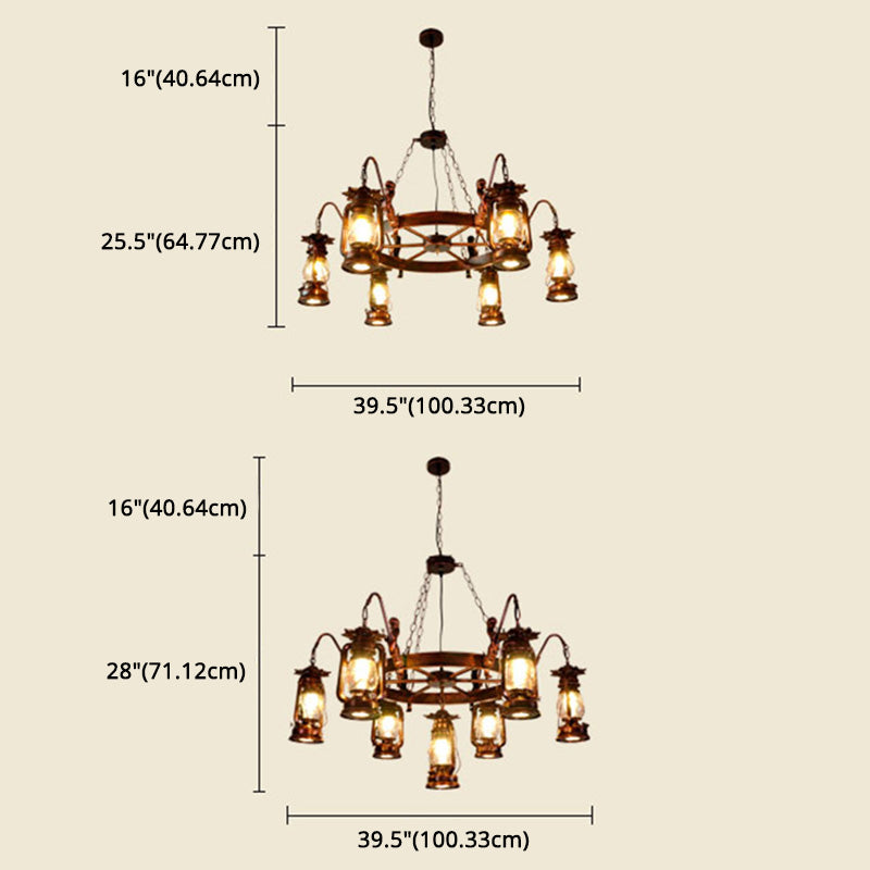 Kerosene Lamp Chandelier Light Fixture Metallic Retro Industrial Style Pendant Lighting Fixtures for Restaurant