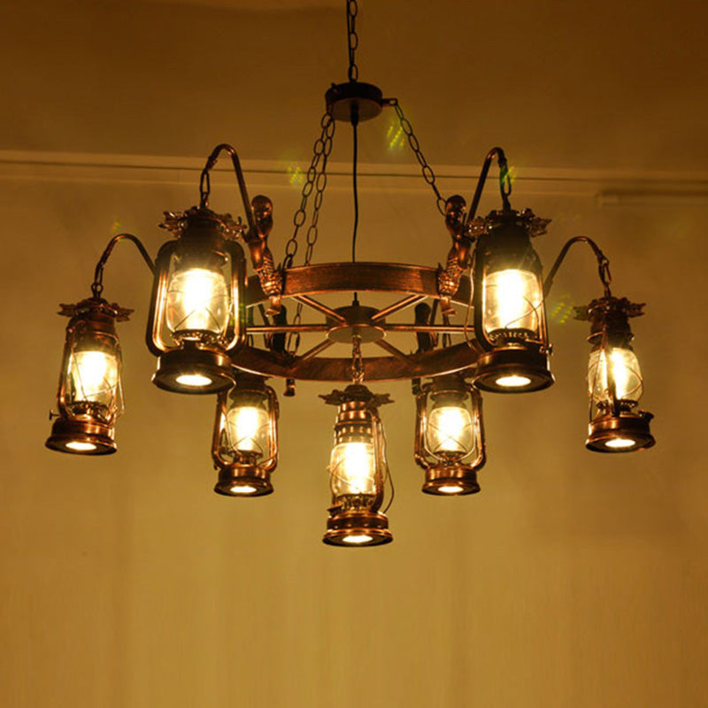 Kerosene Lamp Chandelier Light Fixture Metallic Retro Industrial Style Pendant Lighting Fixtures for Restaurant