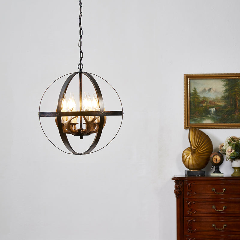 Spherical Chandelier Light Fixture Industrial Metal Pendant Lighting for Restaurant