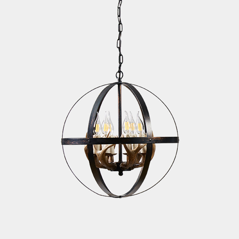 Spherical Chandelier Light Fixture Industrial Metal Pendant Lighting for Restaurant