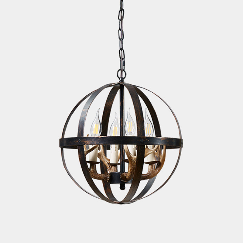 Spherical Chandelier Light Fixture Industrial Metal Pendant Lighting for Restaurant
