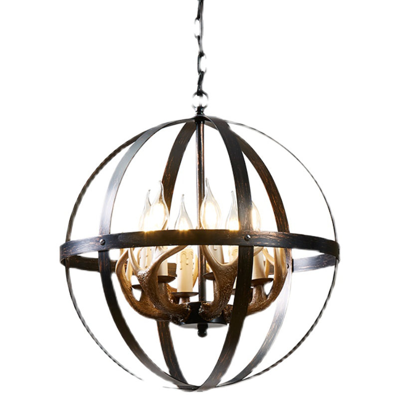 Spherical Chandelier Light Fixture Industrial Metal Pendant Lighting for Restaurant