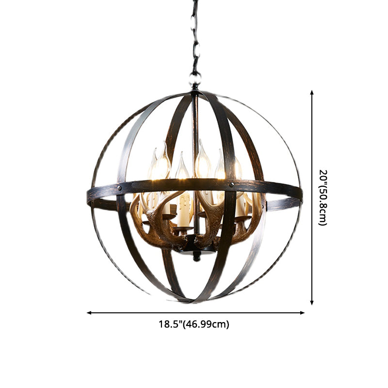 Spherical Chandelier Light Fixture Industrial Metal Pendant Lighting for Restaurant