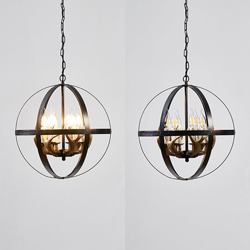 Spherical Chandelier Light Fixture Industrial Metal Pendant Lighting for Restaurant