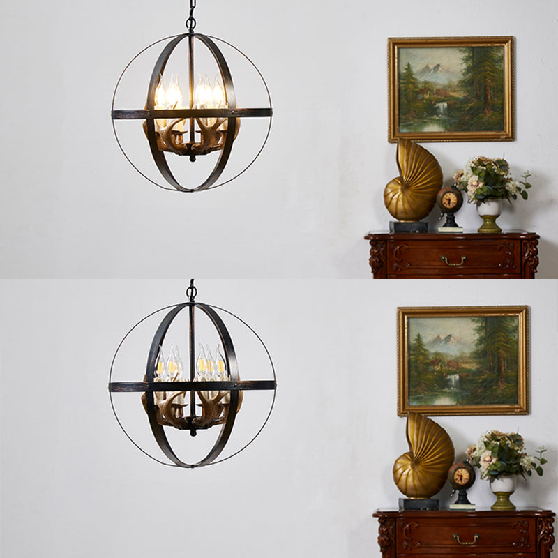 Spherical Chandelier Light Fixture Industrial Metal Pendant Lighting for Restaurant