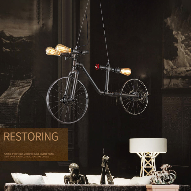 Bicycle Chandelier Light Fixture Industrial Metal Pendant Lighting for Restaurant