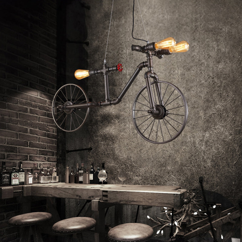 Bicycle Chandelier Light Fixture Industrial Metal Pendant Lighting for Restaurant