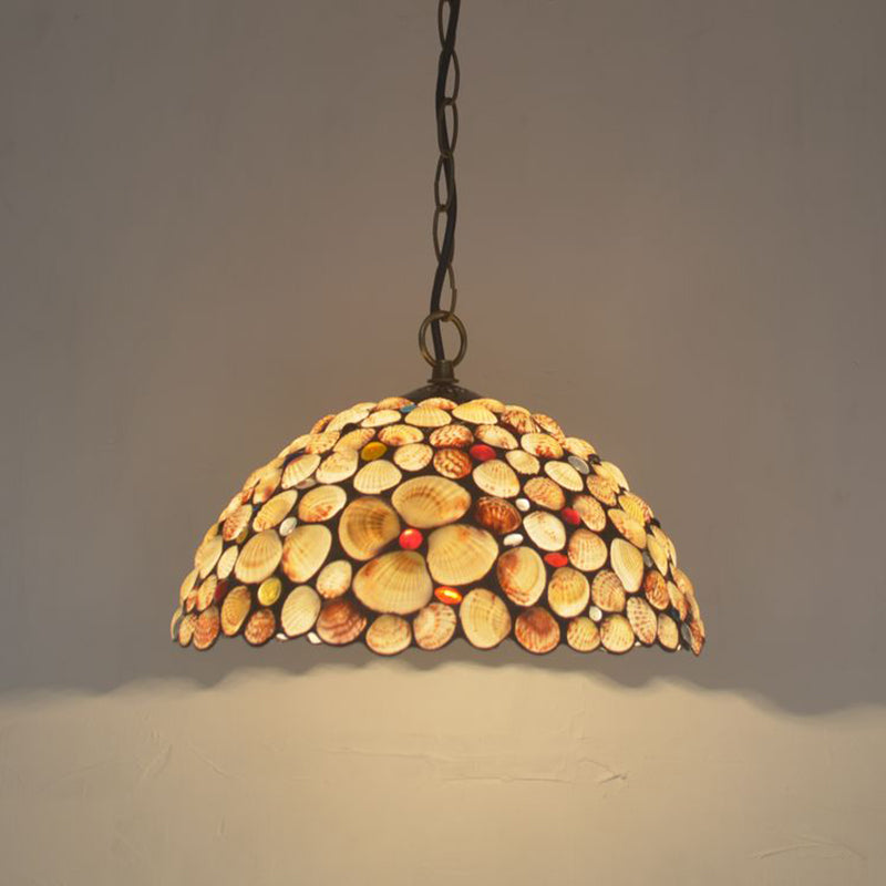 Hand Rolled Art Glass Baroque Suspension Pendant Light Bowl Hanging Pendant for Dining Room