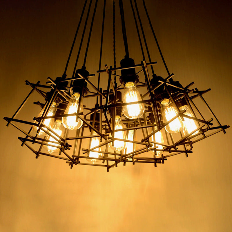 Schwarzer Käfig Schatten Mehrfachhänge Anhänger Lichter Industrial Metall Multi Light Anhänger Beleuchtung für Wohnzimmer