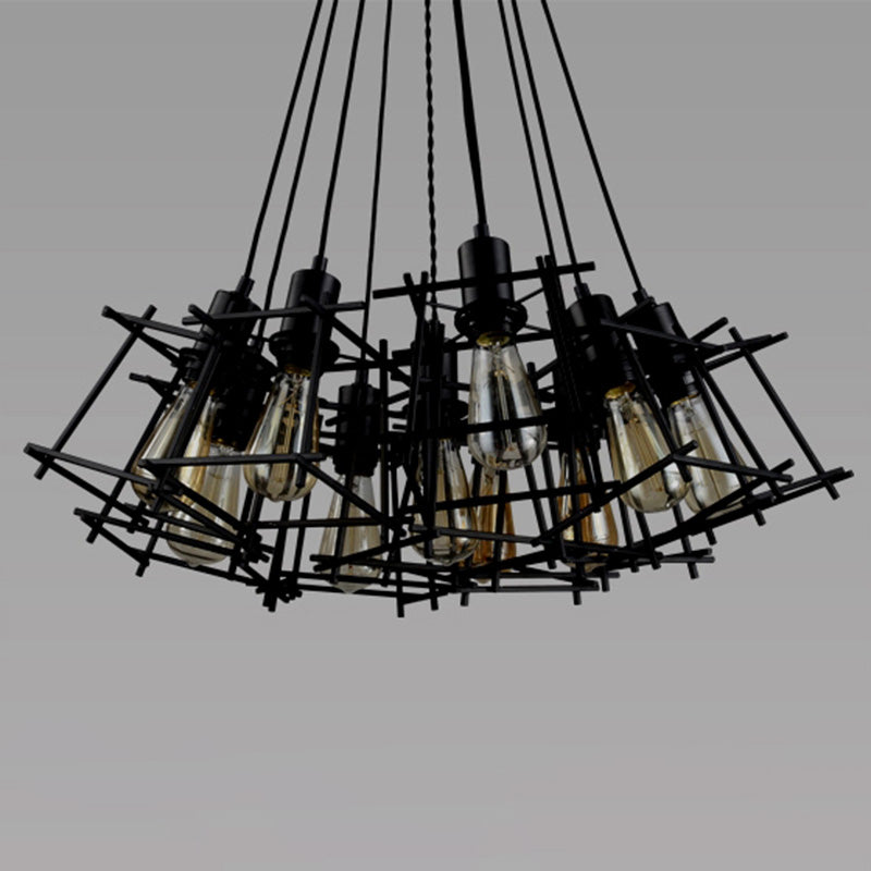 Black Cage Shade Multiple Hanging Pendant Lights Industrial Metal Multi Light Pendant Lighting for Living Room