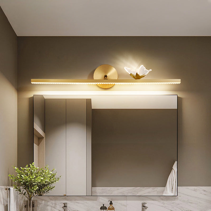 Modern Minimalist Streamlined Wall Mounted Vanity Lights Copper Vanity Wall Light Fixtures for Bathroom