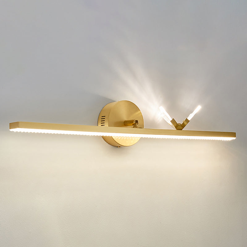 Modern Minimalist Streamlined Wall Mounted Vanity Lights Copper Vanity Wall Light Fixtures for Bathroom