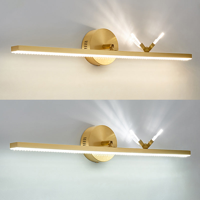 Modern Minimalist Streamlined Wall Mounted Vanity Lights Copper Vanity Wall Light Fixtures for Bathroom