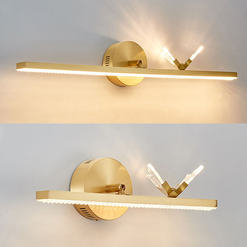 Modern Minimalist Streamlined Wall Mounted Vanity Lights Copper Vanity Wall Light Fixtures for Bathroom