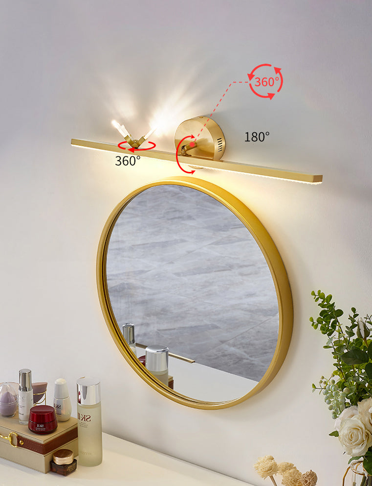 Modern Minimalist Streamlined Wall Mounted Vanity Lights Copper Vanity Wall Light Fixtures for Bathroom