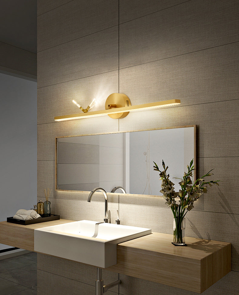 Modern Minimalist Streamlined Wall Mounted Vanity Lights Copper Vanity Wall Light Fixtures for Bathroom