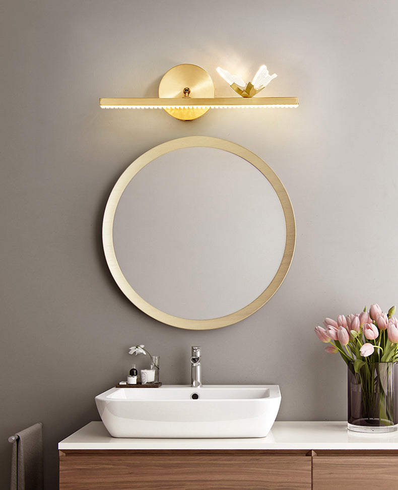 Modern Minimalist Streamlined Wall Mounted Vanity Lights Copper Vanity Wall Light Fixtures for Bathroom