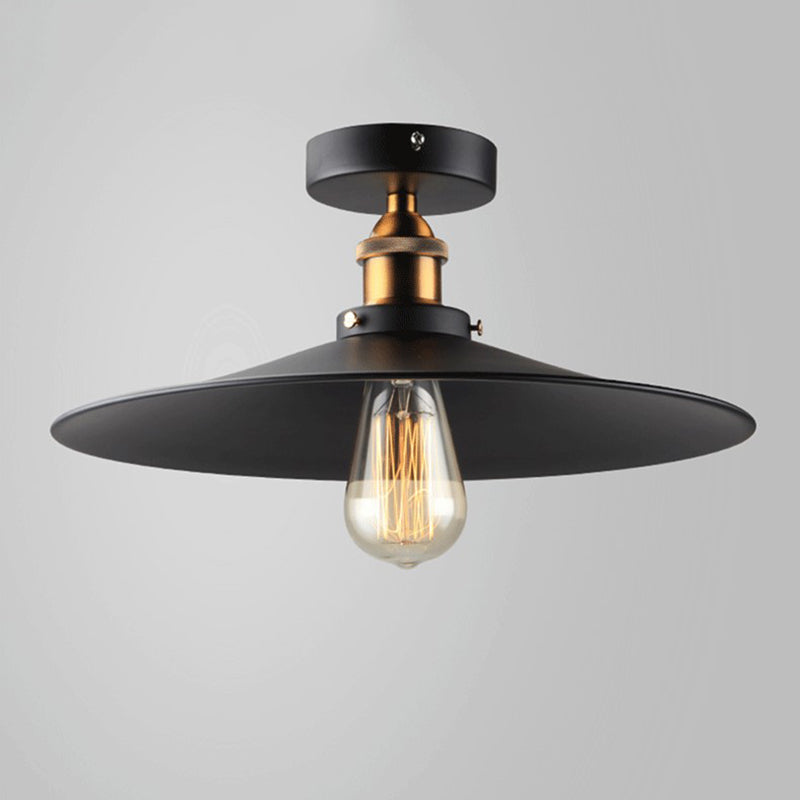 Métal Semi Flush Plafond Light Industrial Black Cone Dinning Room Semi Flush Mount Light