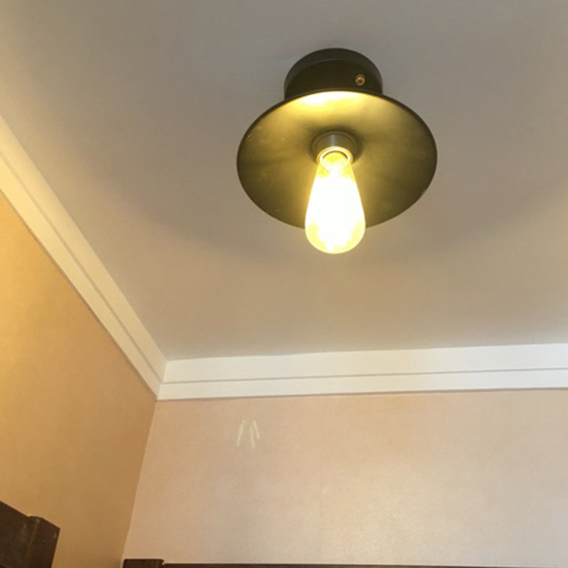 Metal Semi Flush Ceiling Light Industrial Black Cone Dinning Room Semi Flush Mount Light