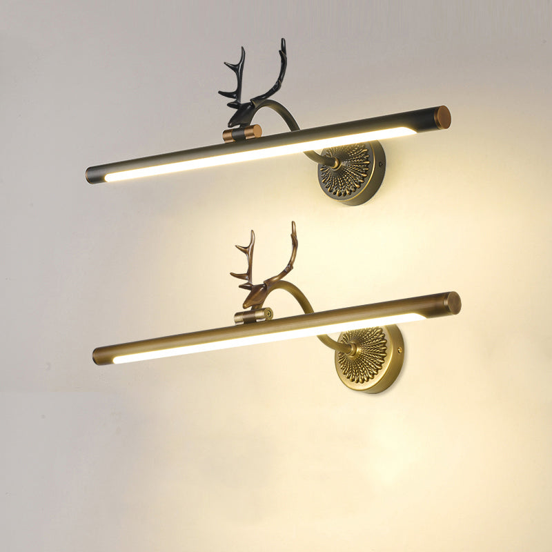 Modern Luxury Style Cylindrical Wall Mounted Vanity Lights Copper Vanity Wall Light Fixtures with Antlers