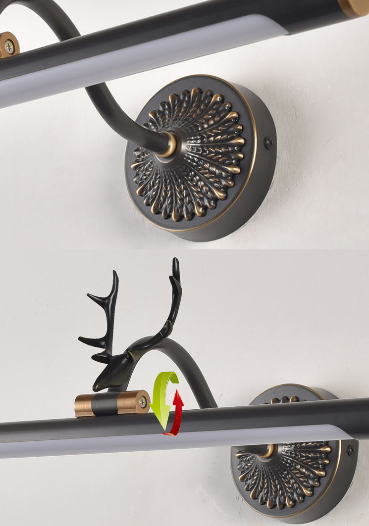 Modern Luxury Style Cylindrical Wall Mounted Vanity Lights Copper Vanity Wall Light Fixtures with Antlers