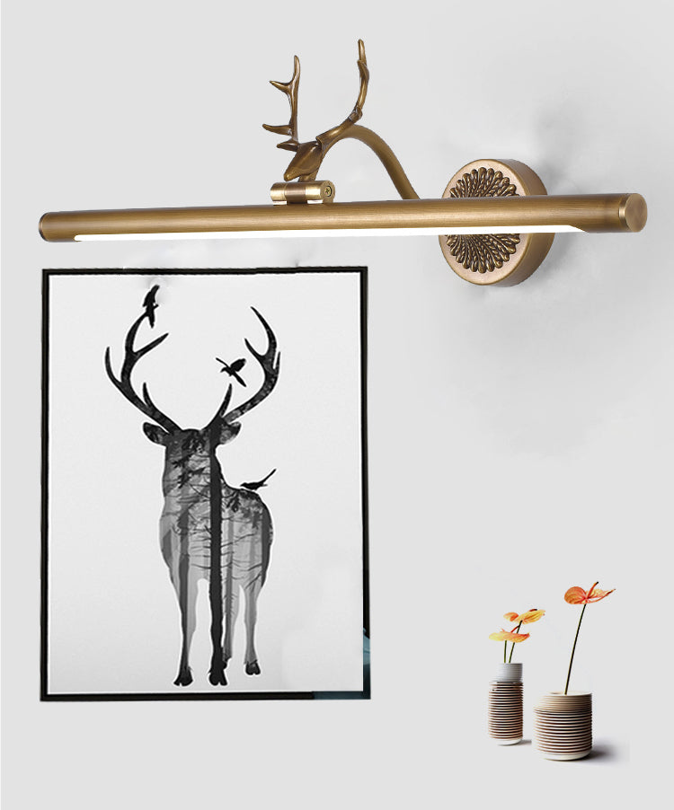 Modern Luxury Style Cylindrical Wall Mounted Vanity Lights Copper Vanity Wall Light Fixtures with Antlers