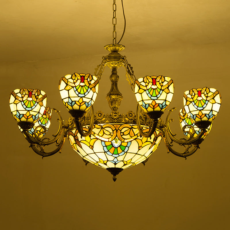 Luminaire ludique en forme de bol Talage de vitrail de style tiffany