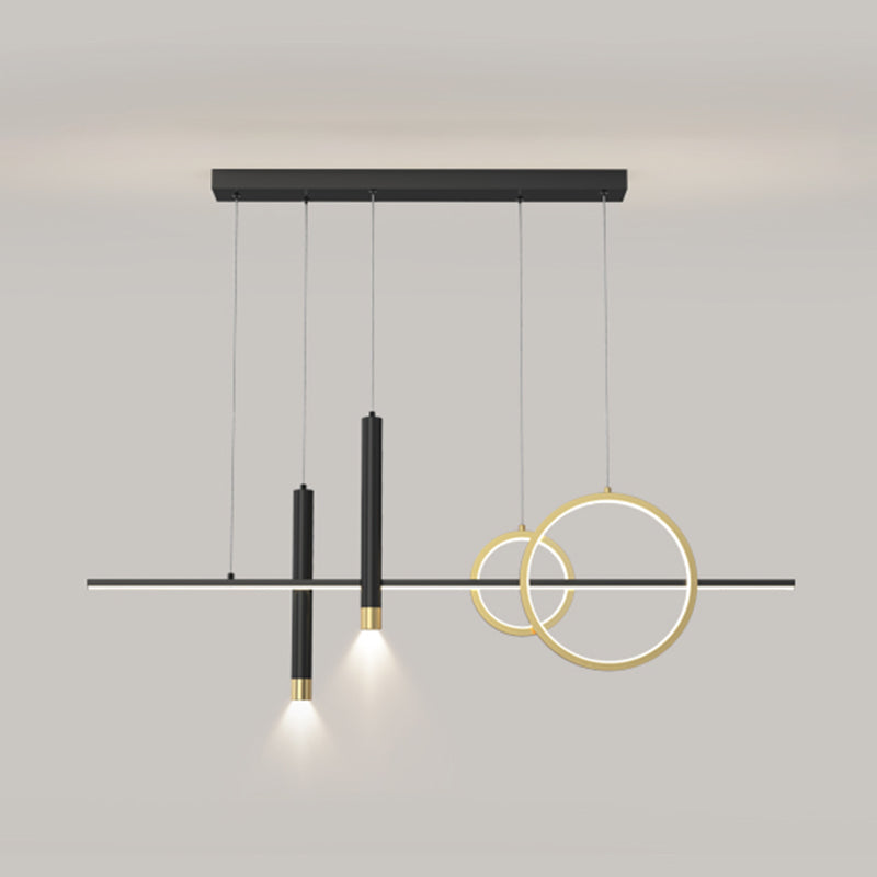 Aluminium Black and Gold Island Light in Modern Simplicity Wrought Iron LED Linear Pendant Light with Acrylic Shade