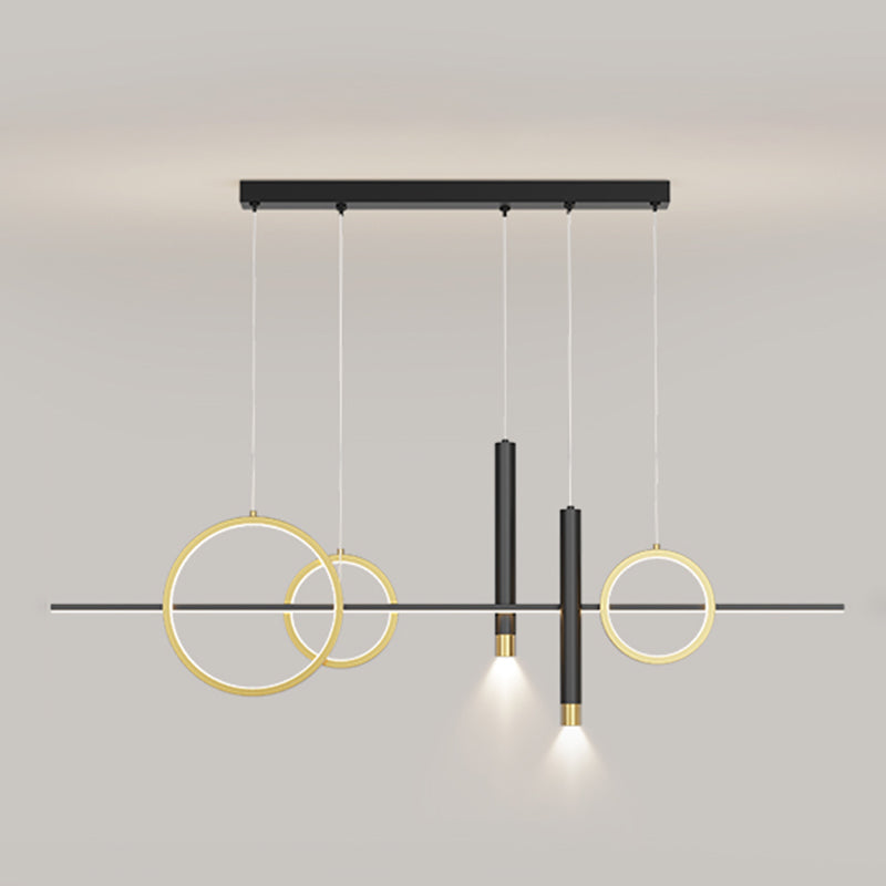 Aluminium Black and Gold Island Light in Modern Simplicity Wrought Iron LED Linear Pendant Light with Acrylic Shade