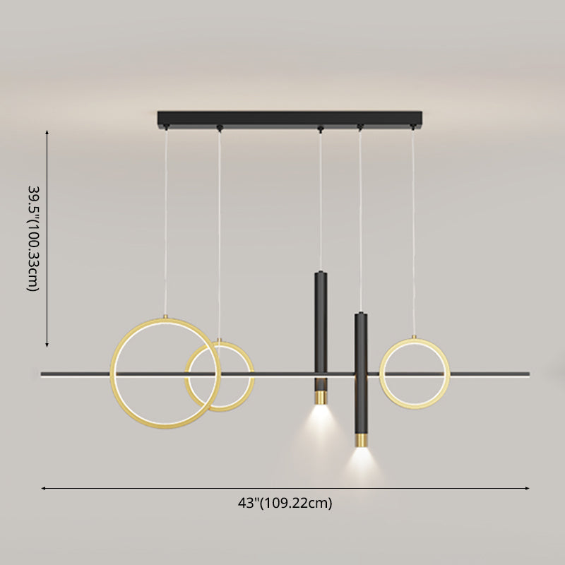 Aluminium Black and Gold Island Light in Modern Simplicity Wrought Iron LED Linear Pendant Light with Acrylic Shade