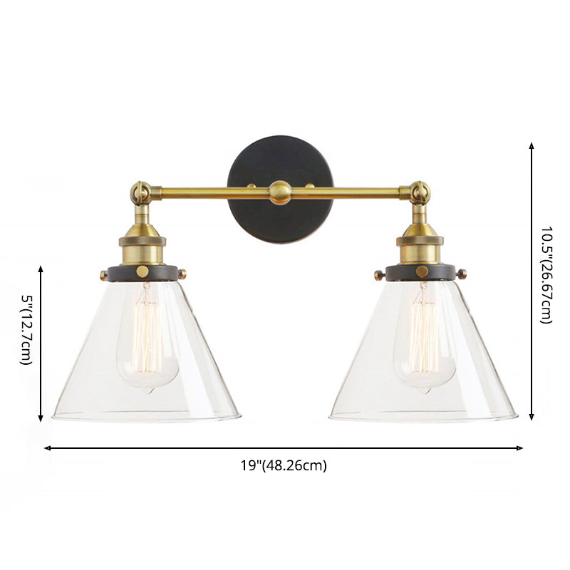 Clear Glass2 Lights Wall Mount Light Fixture Bell Traditional Wall Lighting Fixtures for Bathroom