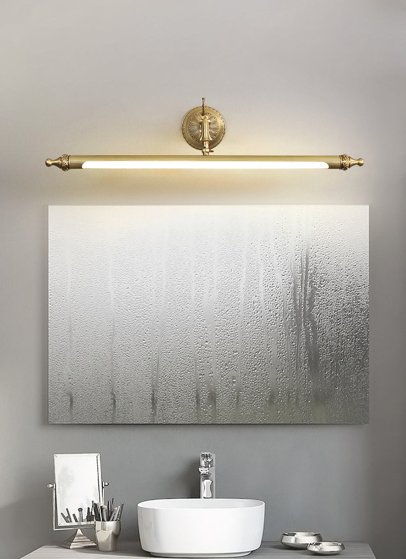 28 "" Miroir à LED traditionnel de large Light Light Antique en laiton à longue pointe de mur pour salle de bain