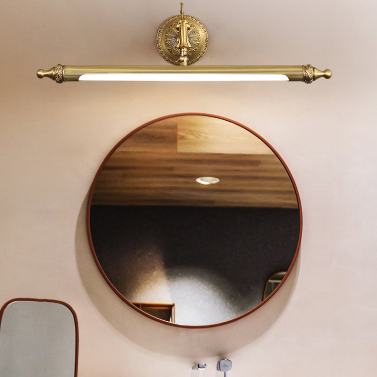 28" Wide Traditional Style LED Vanity Mirror Light Antique Brass Long-strip Wall Lamp for Bathroom