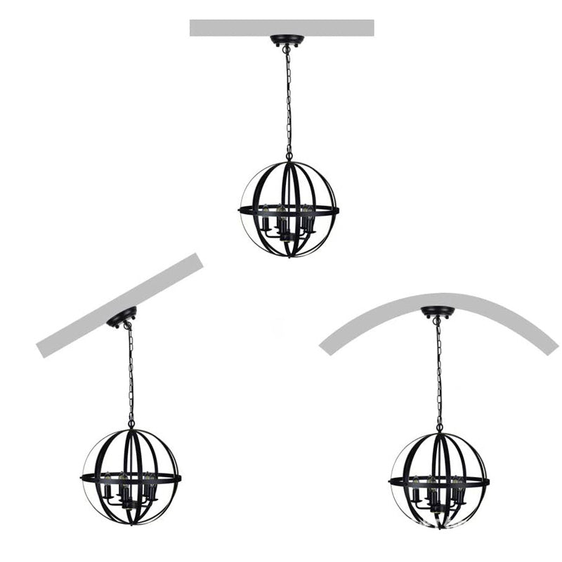 Industrial Hanging Pendant Metal Cage Frame Room Indoor Light for Living Room