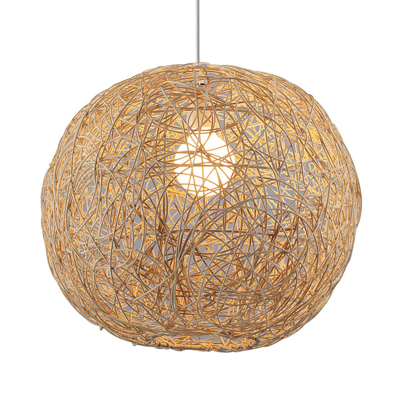 Pendre du globe tissé en rotin simplicité 1-Light Suspension Light pour la salle d'étude