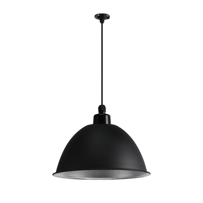 Matte Black Domed Pendant Light Fixture Industrial Metal 1 Bulb Passageway Hanging Light