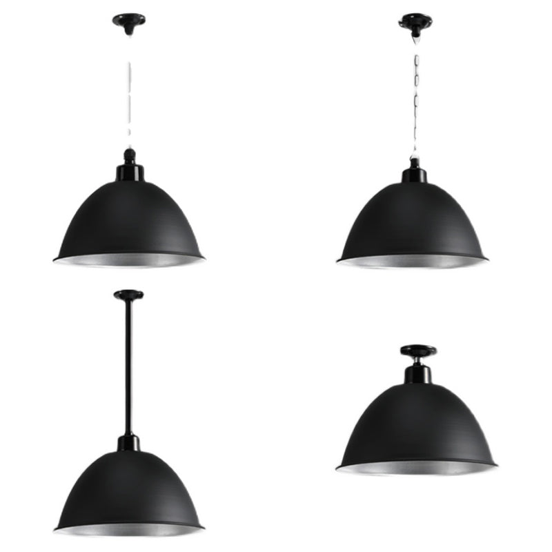 Matte Black Domed Pendant Light Fixture Industrial Metal 1 Bulb Passageway Hanging Light