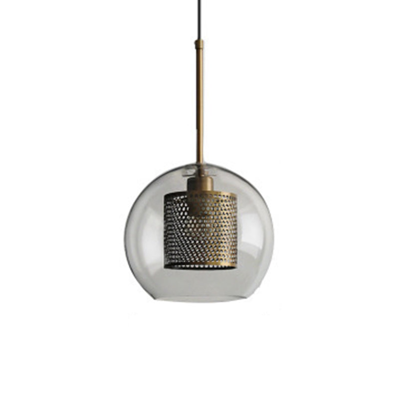 1 Light Globe Hanging Ceiling Lights Industrial Style Clear Glass Pendant Light Fixtures for Restaurant