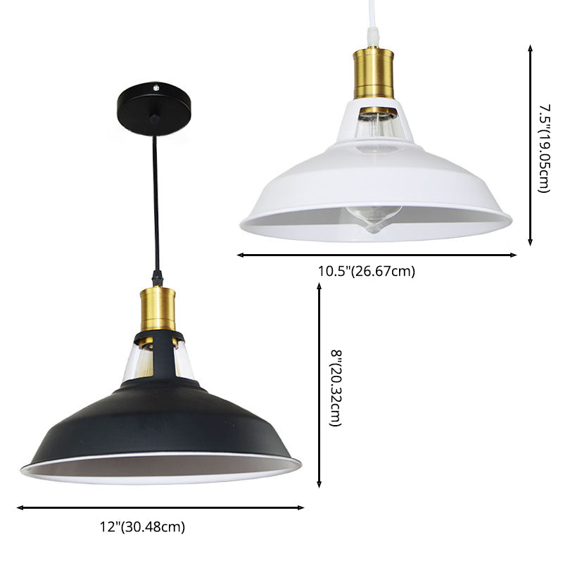 Round Dining Room Suspension Lamp Industrial Metal 1-Light hanger verlichtingsarmatuur