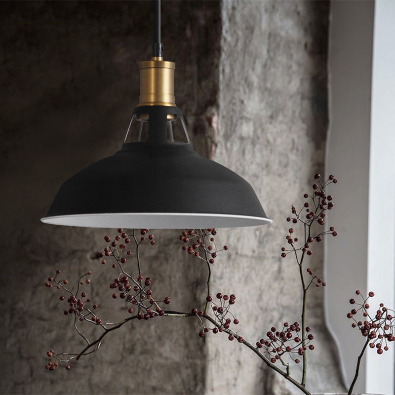 Round Dining Room Suspension Lamp Industrial Metal 1-Light hanger verlichtingsarmatuur