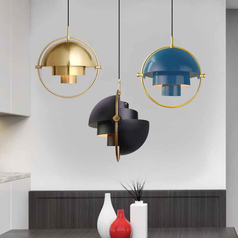 Postmodern 3-Shade Metal Pendant Lamp 1 Bulb Living Room Suspension Light Fixture